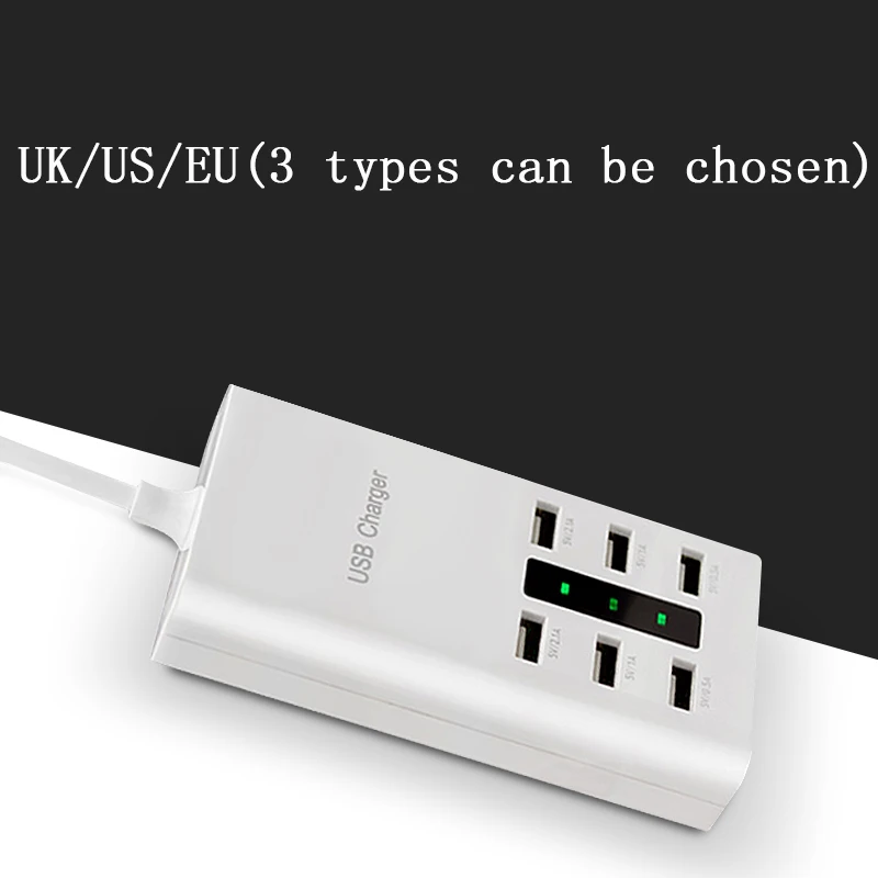 Быстрая зарядка 6 usb портов зарядное устройство адаптер дорожная полоса с ЕС