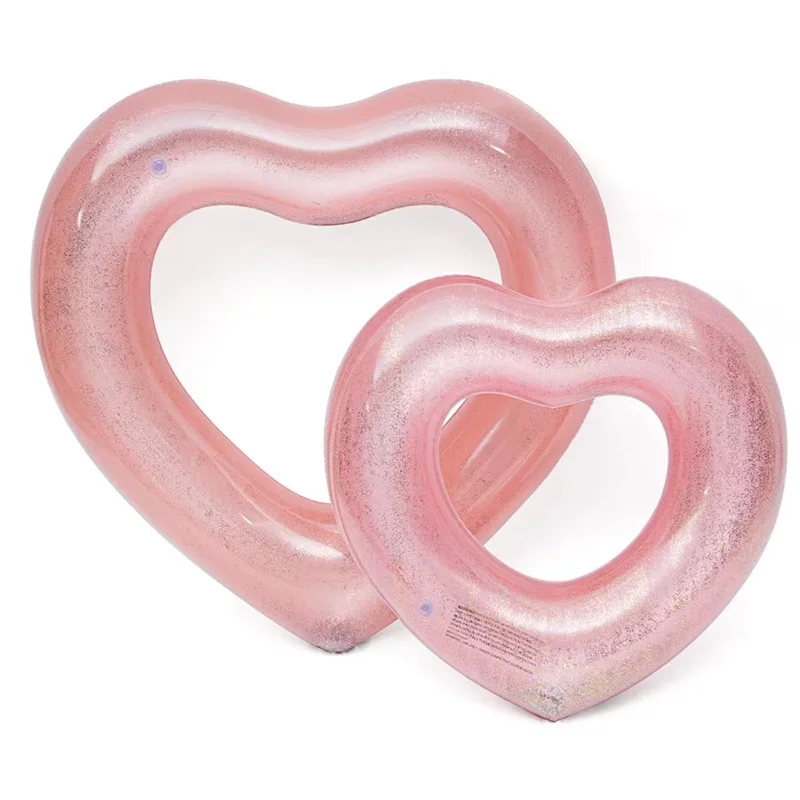 90/120cm Diamond Giant Swimming Ring Heart Shap Inflatable Pool Float Sequined Rose Gold Floats Water Toys Piscina | Спорт и