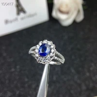 kjjeaxcmy fine jewelry 925 pure silver inlaid natural sapphire ladies ring jewelry support test