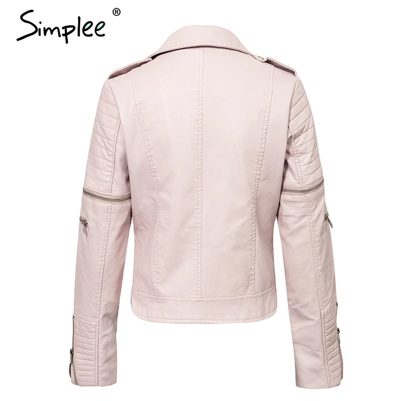 Simplee Сексуальная отложной воротник Женская Осенняя куртка из искусственной кожи