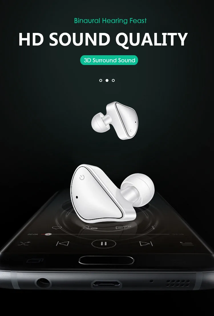 TWS 5 0 Bluetooth наушники мини беспроводные в ухо 3D стерео спортивные с двойным