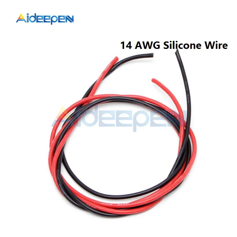 1 пара 14 AWG Калибр провода гибкие многожильные медные кабели с силиконовой оплеткой для RC черный красный 2 м Длина