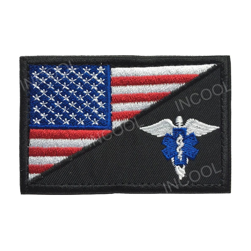15 Embroidery 8X5 CM Флаг США/EMT звезда жизни вышивка патч фельдшер медицинская помощь крест военный боевой патчи эмблема вышитый значок - Цвет: 15 Embroidery 8X5 CM