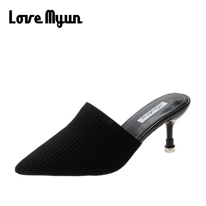Женские тапочки Сезон весна лето Туфли лодочки туфли без задника с острым носком