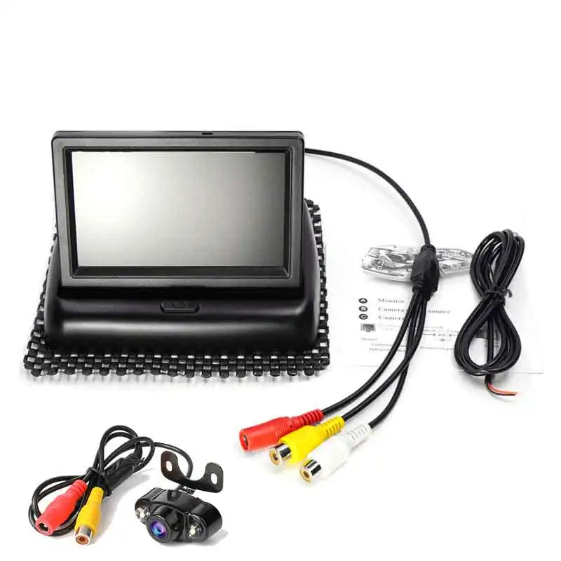 monitor with camera 4,3 дюймов HD Складной автомобильный монитор заднего вида Реверсивный ЖК-дисплей TFT с камерой заднего вида ночного видения для автомобиля - Цвет: monitor with camera