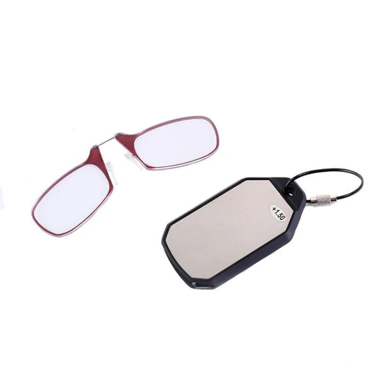 No Leg Clip Nose Reading Glasses Portable Reading Glasses For Both Men And Women Mini Key Chain Presbyopia Glasses - Цвет оправы: Кофе