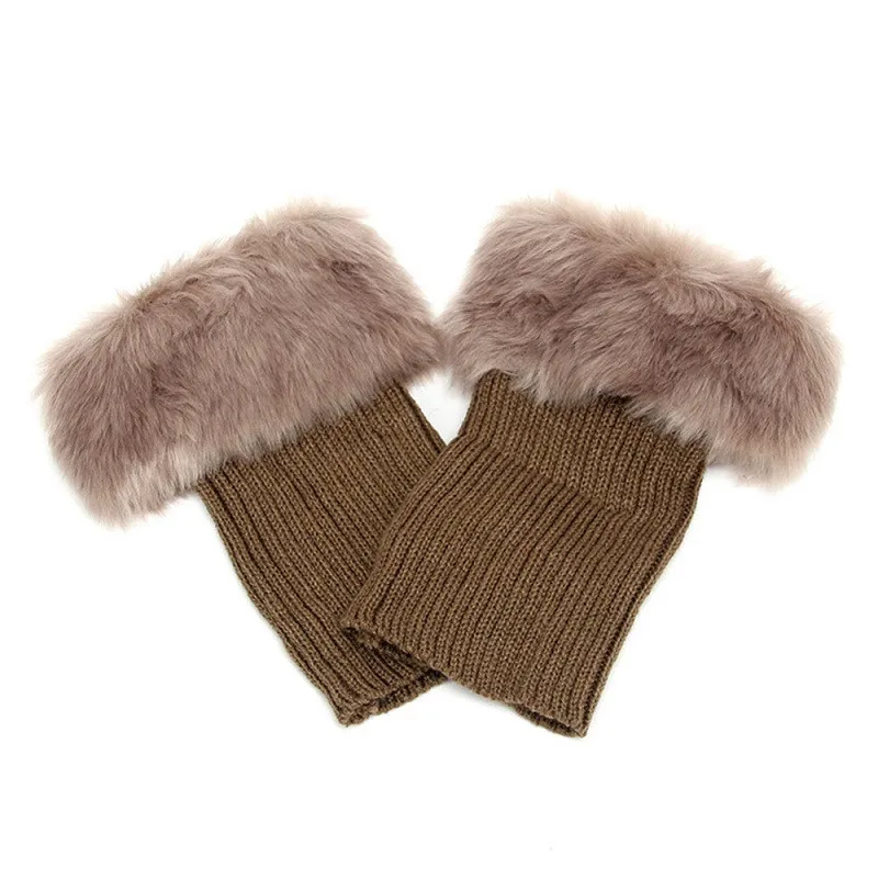1 пара женские зимние вязаные Гольфы с меховой отделкой | Женская одежда