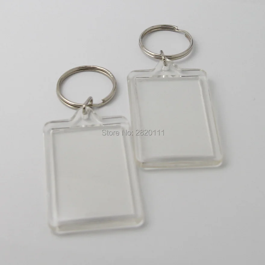 Оптовая продажа 100 шт пустые акриловые прямоугольные брелки для фотографий