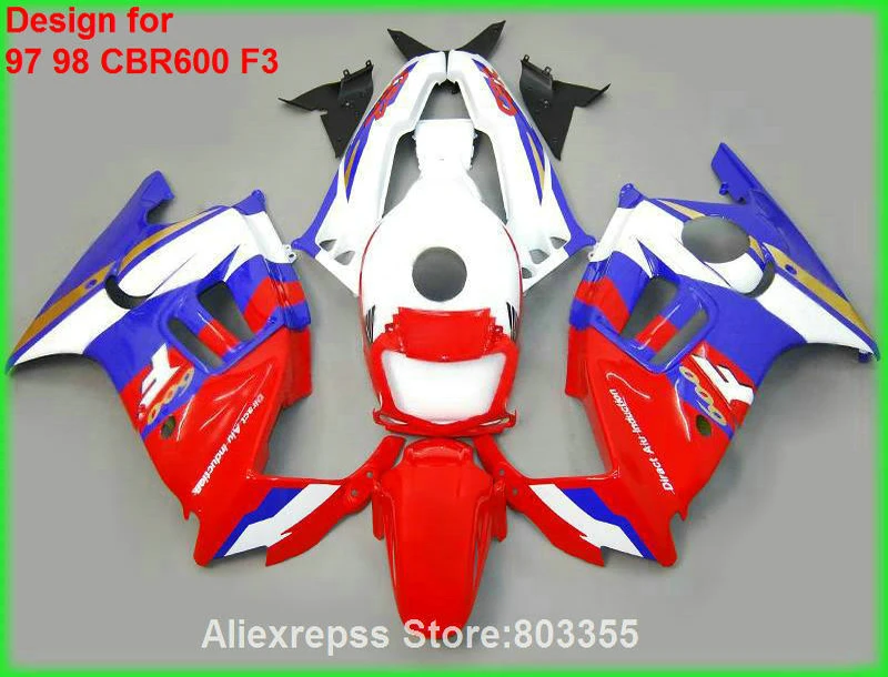 ABS Обтекатели Для HONDACBR 600 F3 1998 1997 97 98 (синий красный) cbr комплект обтекателей + 7