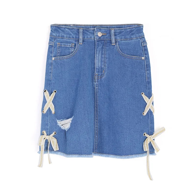 LEIJIJEANS Новое поступление летние размера плюс модные с дырками на шнуровке бантом