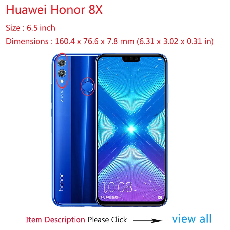 Чехол для Honor 8X чехлы Huawei задняя крышка кожа пластик жесткий ультра тонкий черный