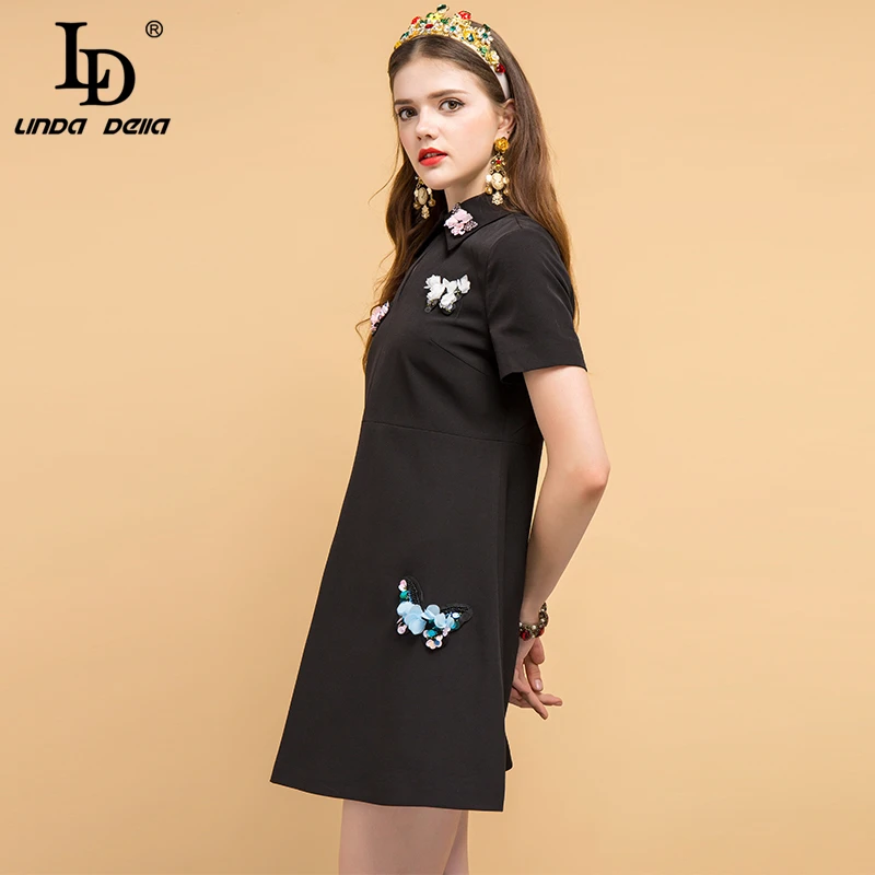 Женское платье с блестками LD LINDA DELLA дизайнерское винтажное короткое бисером и