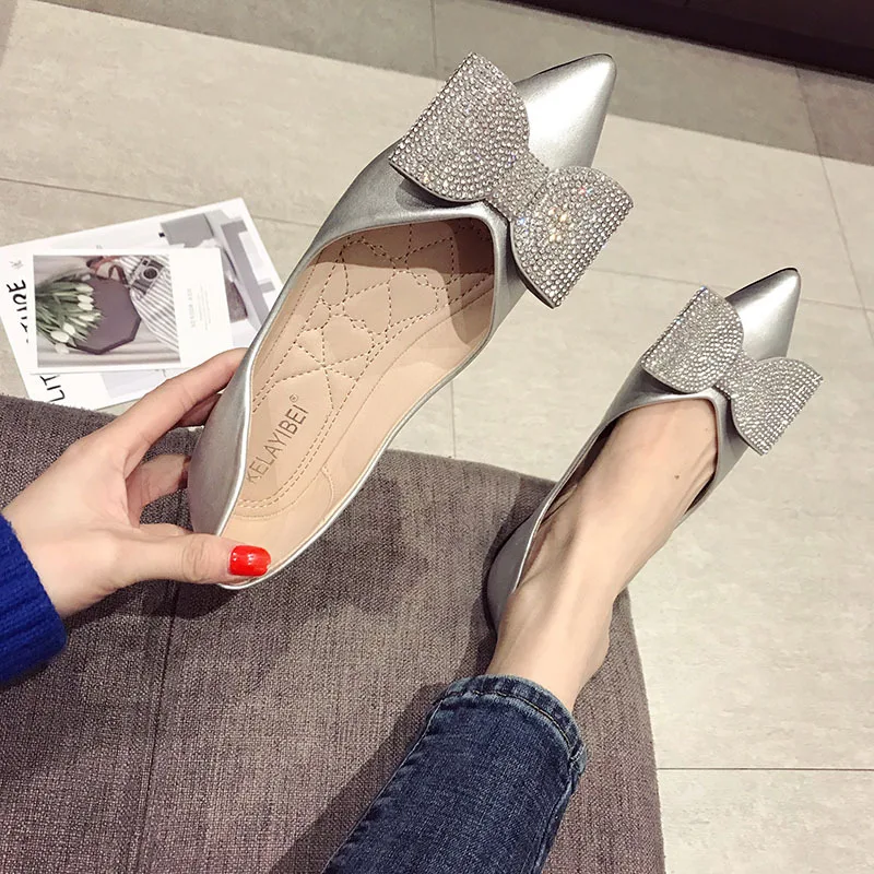 Золотые/Серебристые свадебные sapatos Женские Летние мокасины на плоской подошве с вырезами женская обувь заостренная мягкая Лоферы балерины