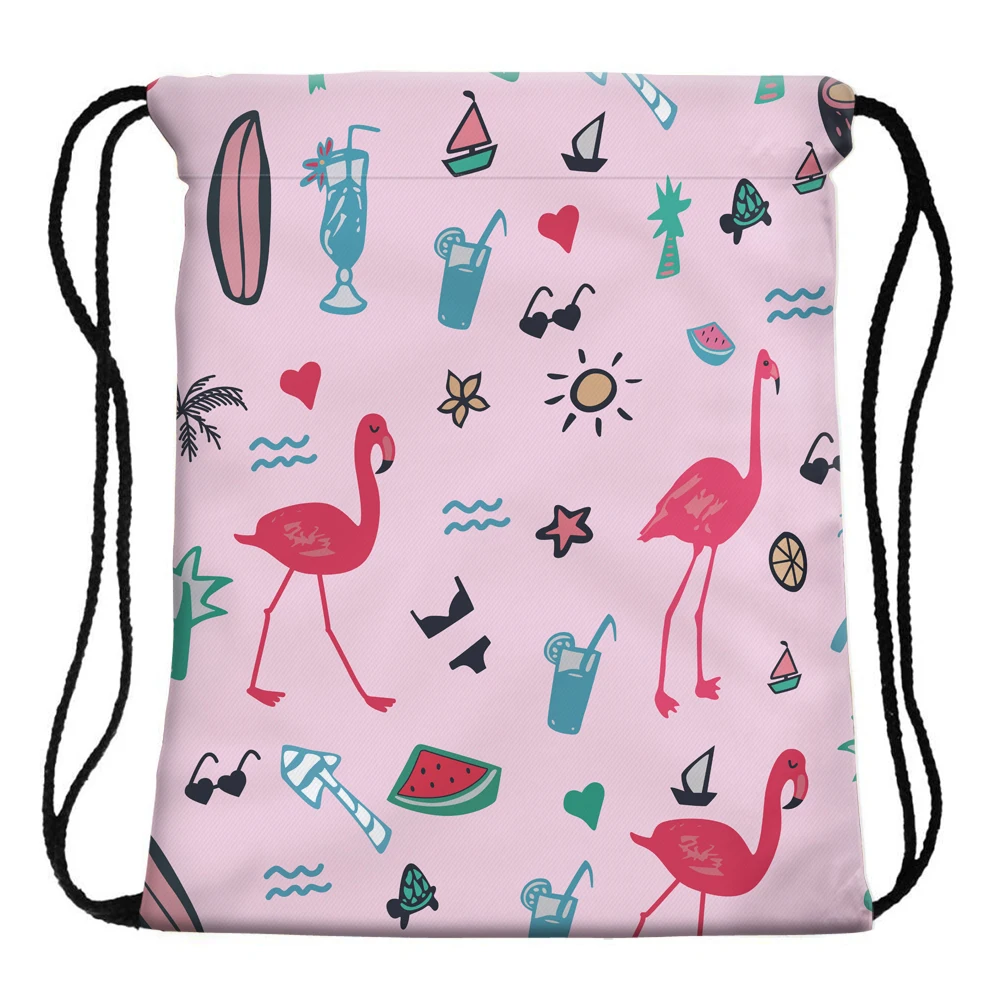 Сумка на шнурке Deanfun Flamingo с 3D принтом розовый милый подарок для девочек школьный