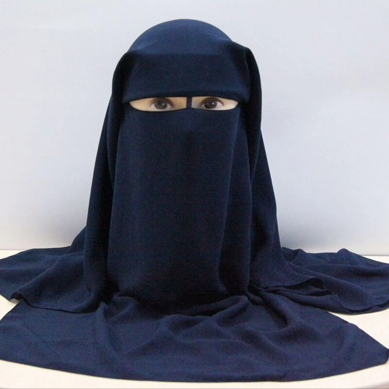 

Мусульманская бандана, шарф, мусульманская 3-слойная шапочка Niqab из паранки, головной убор, головной убор, Искусственная черная накидка на ли...