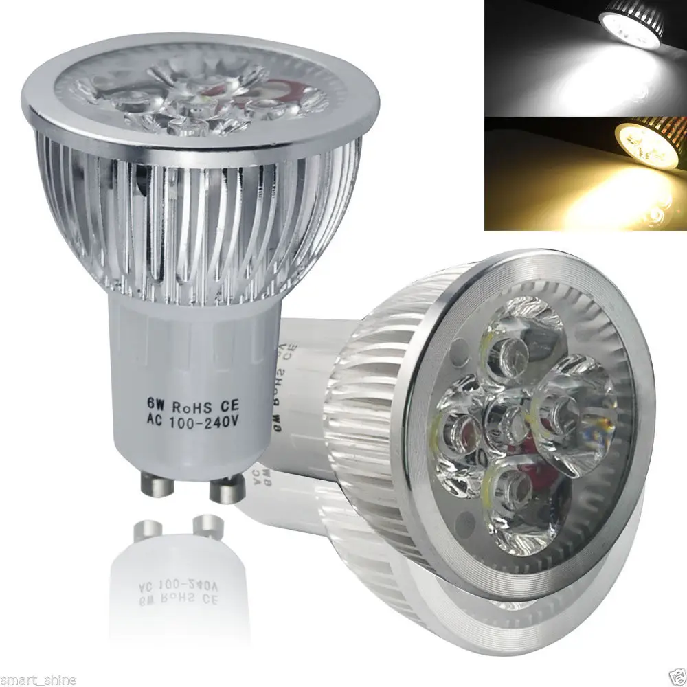 

4PCS Super bright LED Lamp LED Spotlight 6W Bombillas High quality GU10 LED Bulbs Spotlight Lamps 85-265V Warm Day White