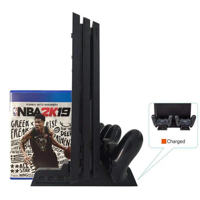 For PS4/ PS4 Slim/ Pro Cooler Vertical Cooling Stand Charger with LED Indicators Charging Docking Station Discs Storage | Электроника
