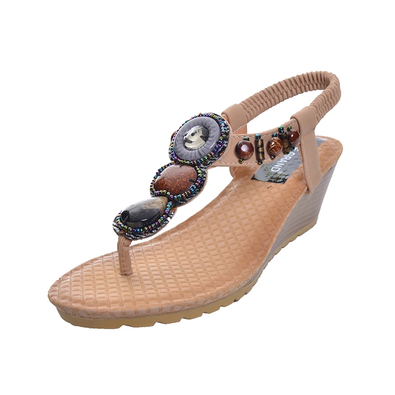 HEE GRAND/2019 женские босоножки на танкетке в богемном стиле летние винтажные