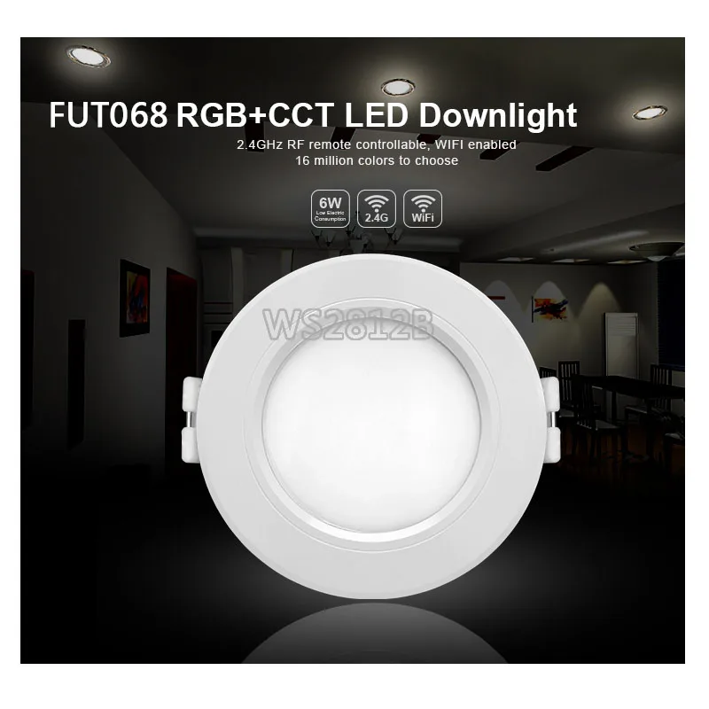 Miboxer FUT060/FUT068 6 Вт двойной белый/RGB+ CCT светодиодный светильник с регулируемой яркостью AC86-265V и FUT005/FUT092 пульт дистанционного управления