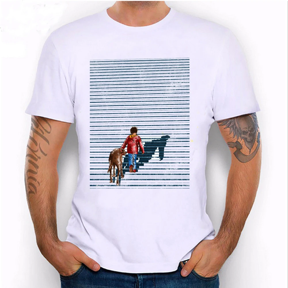 New Spring Summer Fashion Men's T-shirt Funny Strap Dog Print T-Shirt Pug Abs Casual Tees Man Tops Hipster Cool Male Tshirs | Мужская