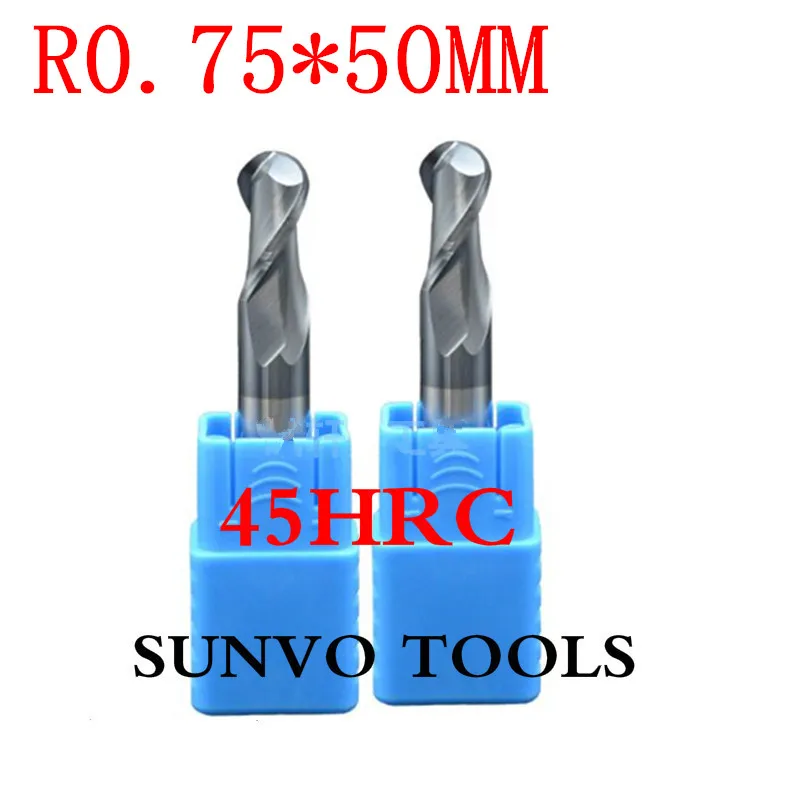 Концевая фреза HRC55 сферическая головка с вольфрамовым покрытием 5 шт./компл. R0 75 х50