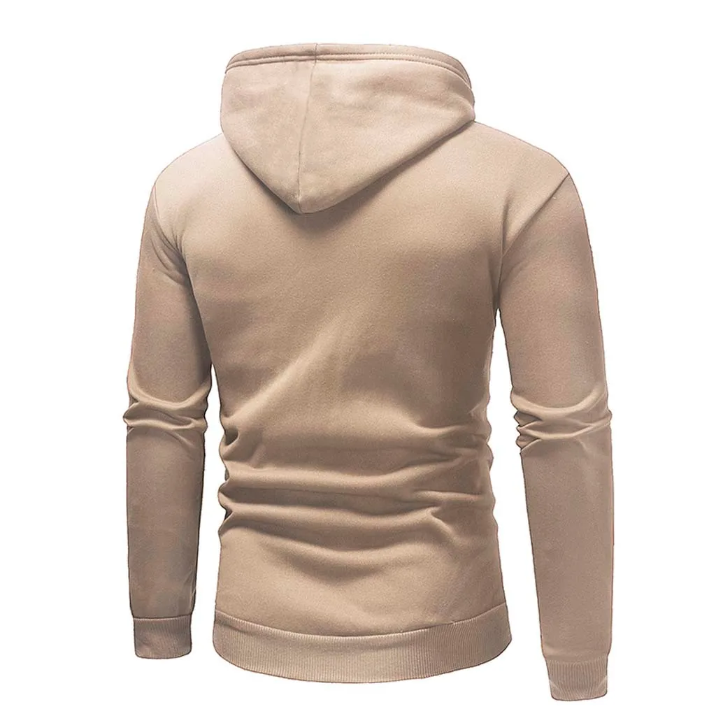 JAYCOSIN men's autumn and winter hooded fleece printing solid color zipper jersey top pants suit sports