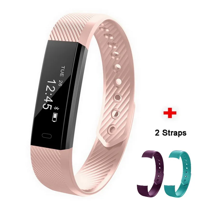 pink w purple green Фитнес-трекер умный Браслет ID115 Veryfit APP Bluetooth Band монитор активности будильник спортивный браслет для iOS Android - Цвет: pink w purple green