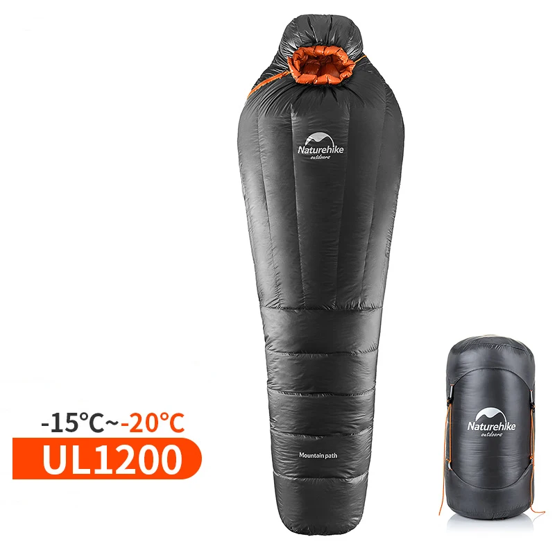 UL 1200 Black NatureHike Мумия спальный мешок Сверхлегкий Кемпинг взрослых теплые зимние-20~ 10 градусов NH17U800-L - Цвет: UL 1200 Black