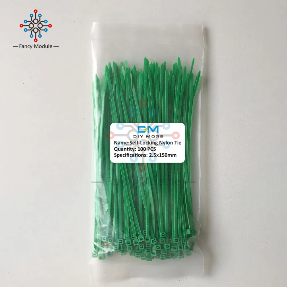 Green 100 шт красочные нейлоновые кабельные маркерные стяжки, этикетки провода ремни, самоблокирующийся пластиковый нейлоновый кабель, 12 цветов 2,5*150 мм - Цвет: Green
