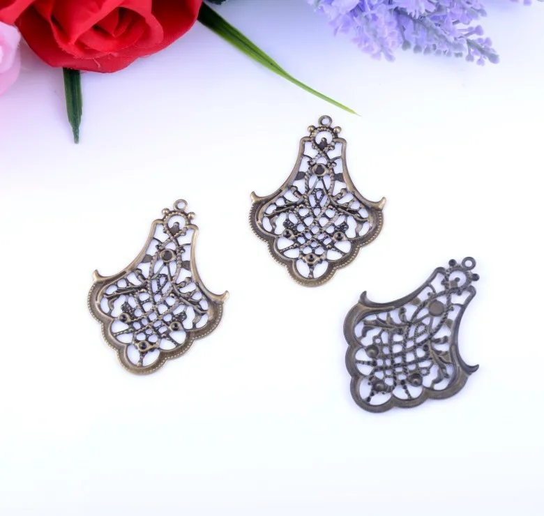 50 шт. бронзовые тона цветы филигранные соединители металлические изделия для