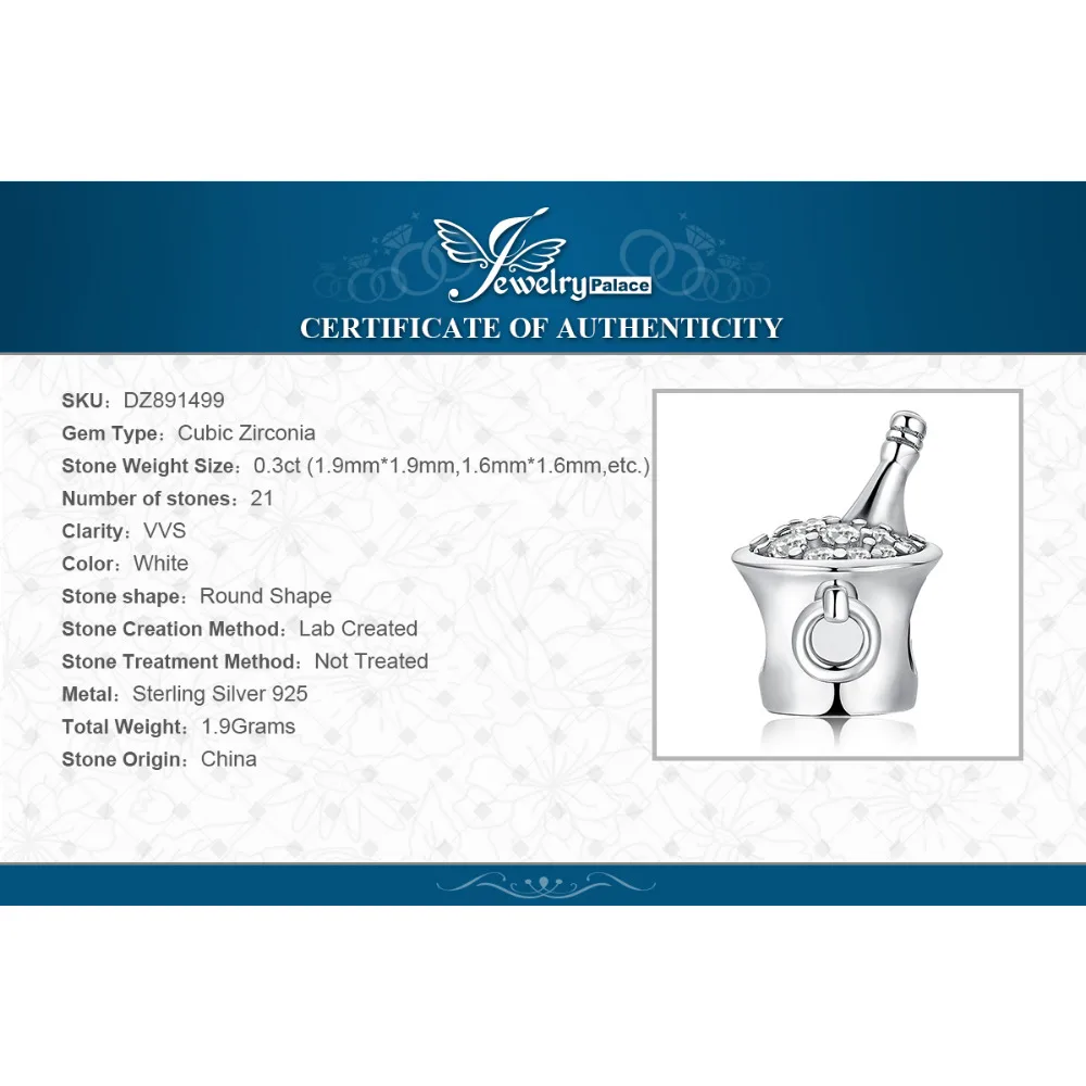 JewelryPalace 925 пробы серебро счастливое время ведро льда пива бусины для женщин Новинка года Лидер продаж красивые подарки модные украшения
