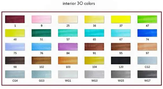 interior 30 colors 30/40/60 Цвета графический маркер для белой доски набор профессиональных Эскиз маркер для рисования с двухголовой Цвет ручка для творчества рисунков в виде пера с 4/5 подарки - Цвет: interior 30 colors