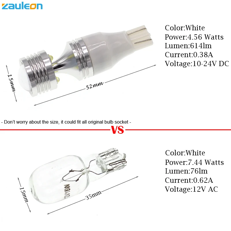 Zauleon 2 шт. T15 W16W 921 LED дублирующая для парковки заднего вида лампа ксеноновая 30 Вт