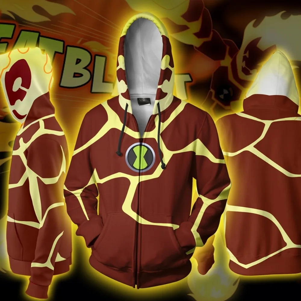 Аниме ben10 Alien Force косплей костюмы толстовки на молнии свитшоты с 3D принтом унисекс