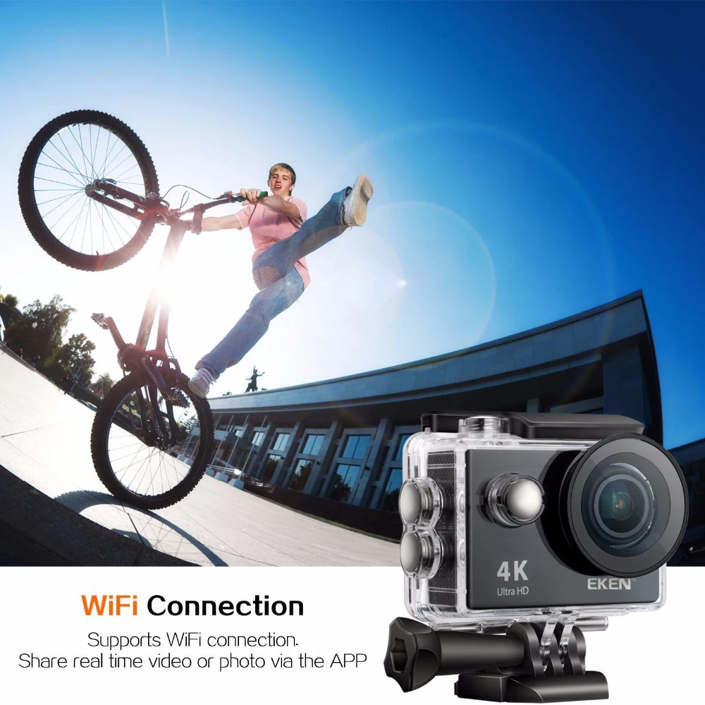 Оригинальная Спортивная камера eken H9 H9R Ultra HD 4K@ 25fps 170 градусов WiFi 2," Подводный Водонепроницаемый шлем камера Экшн-камера