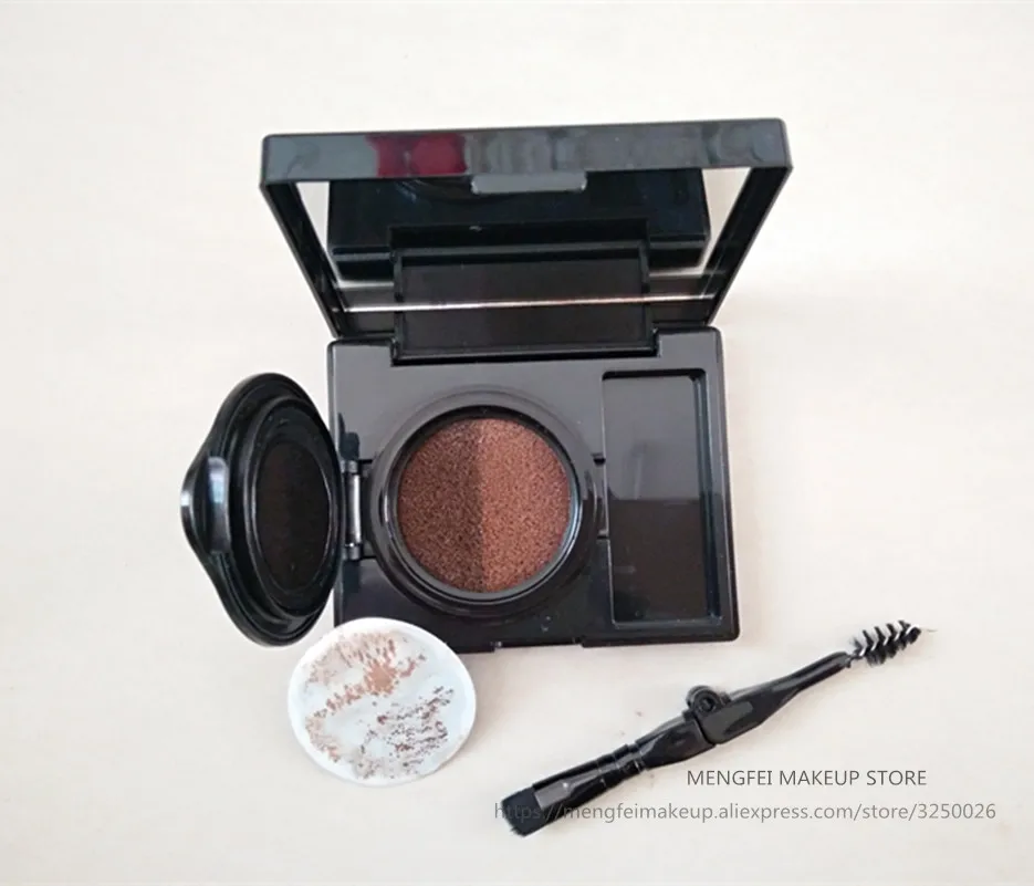 Air Cushing Makeup eyebrow,Waterproof Smudge-proof Gel Eyeliner Eyebrow Cream Make Up Double Color Air Cushion Eyebrow Cream - Цвет: Шоколад