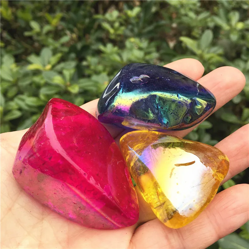 3 шт. аура хрустальные камни Ангел Аура титановый Кварцевый Кристалл Потрясающие