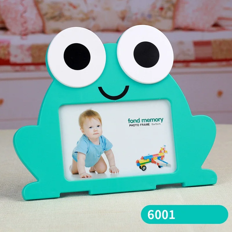 6001 blue frog Симпатичные Мультяшные детские фоторамки лягушка и телячья Форма пластиковые фоторамки для картин 6 дюймов качество Детские рамки карты дисплей коробка - Цвет: 6001 blue frog
