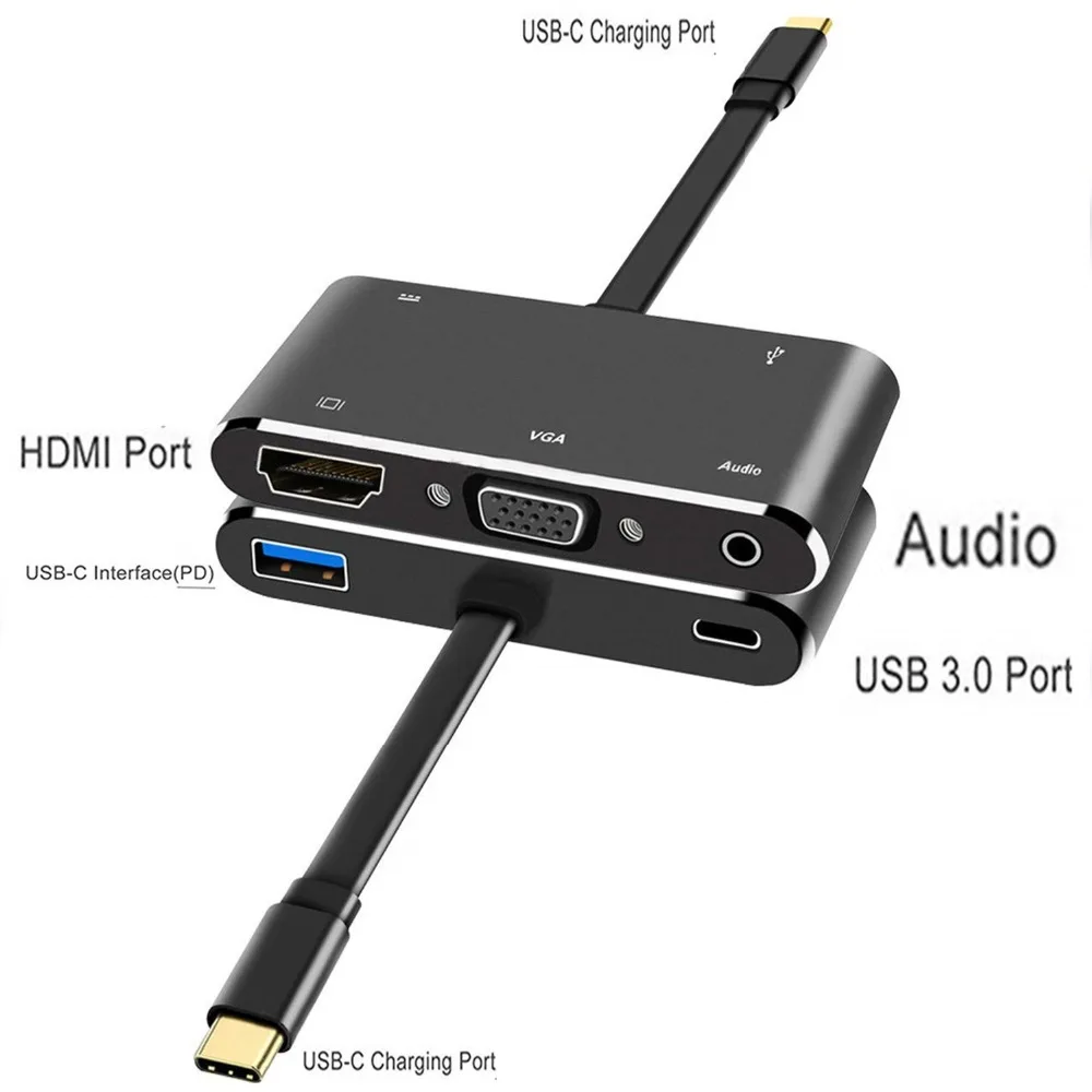 USB 3 1 Type C до 4K совместимому с HDMI VGA 0 концентратор 5 аудио адаптер для MacBook Sumsung S9 Dex