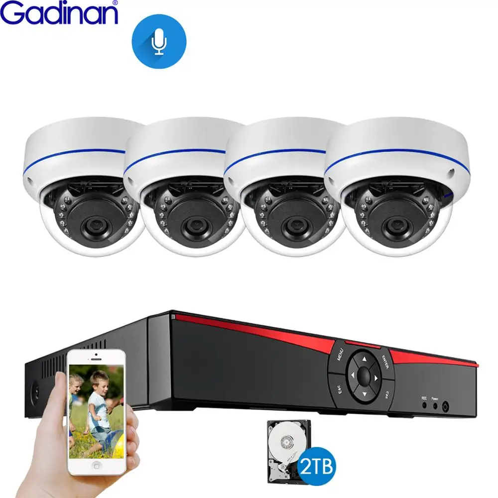 Gadinan 8CH 4MP POE NVR CCTV система безопасности Аудио запись IP камера 2.0MP 4.0MP IR P2P Onvif