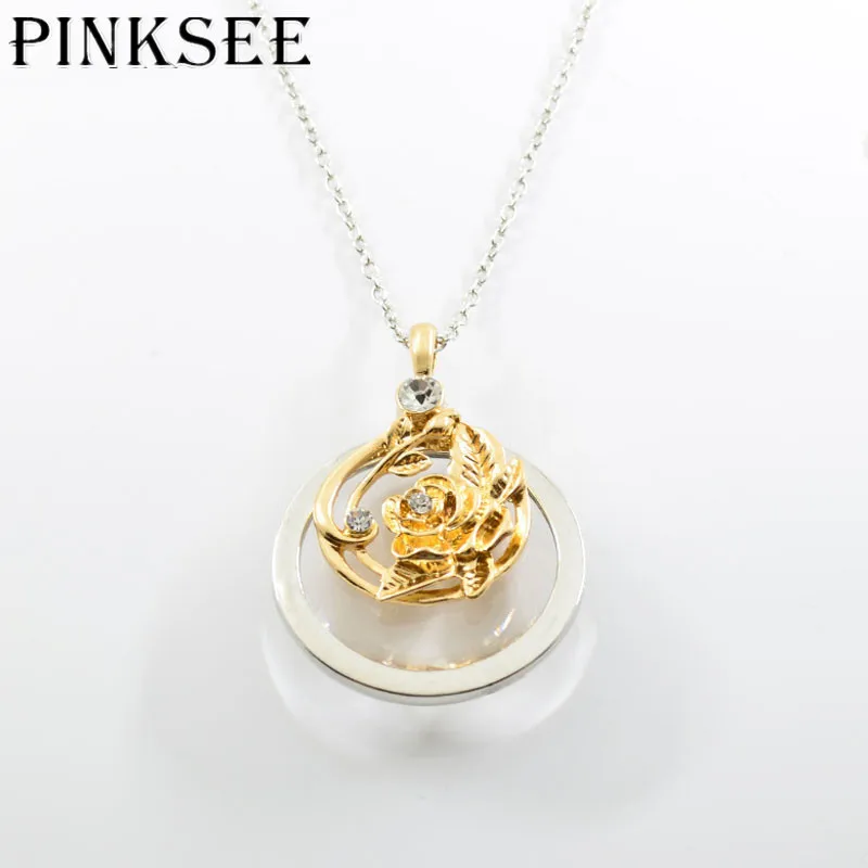 PINKSEE роскошный элегантный жажда розы кулон ожерелье с увеличительным стеклом