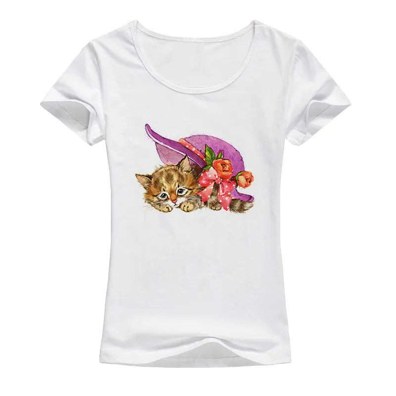 Summer kawaii Cat Printing Women T Shirt 3D T-Shirt Female Short Sleeve harajuku Fashion Cute Tops Brand Cool Tees A58 | Женская одежда