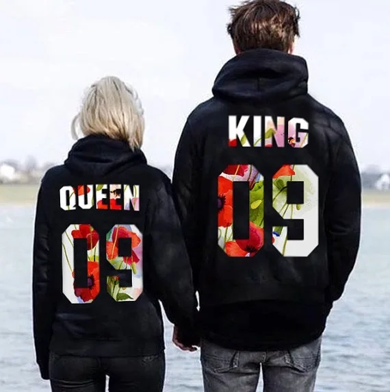Новинка 2018 хлопковые толстовки с буквенным принтом King and Queen 09 для влюбленных