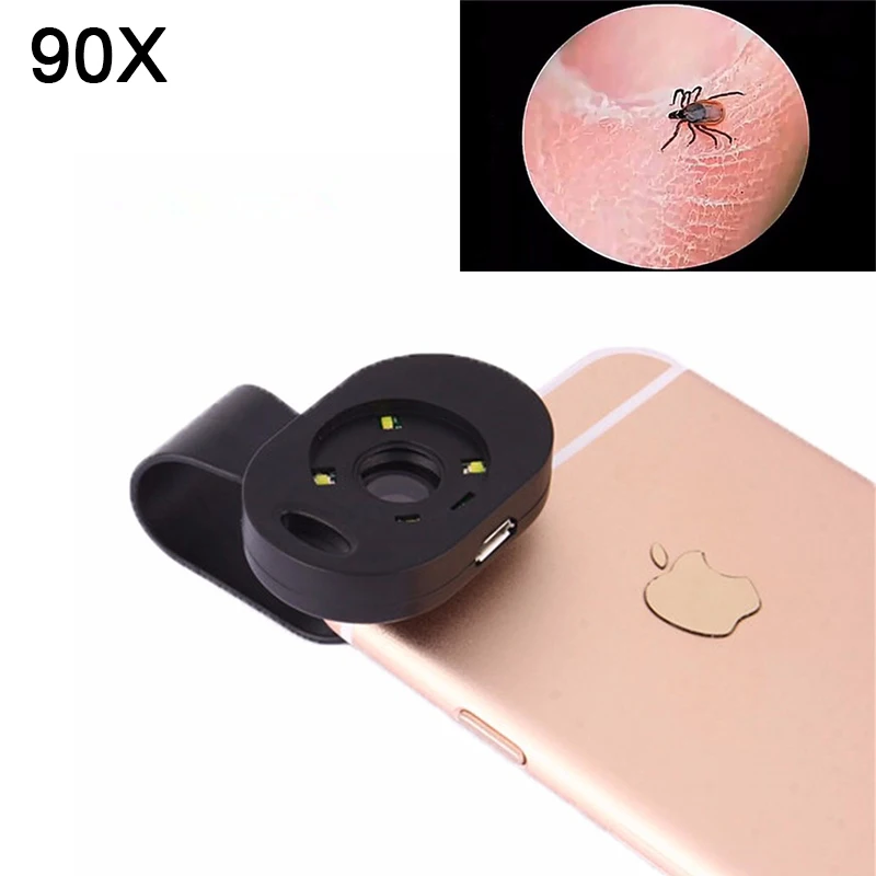 2017 Universal Clip 90x macro lens with LED light Microscope Camera lenses Phone lentes For iPhone 4s 5 5S se 6 6s 7 Plus|macro lens|phone macromacro