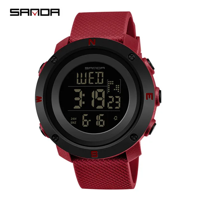 Men Black-Red SANDA мужские спортивные цифровые часы Мужские Женские часы Lover's Relogio Masculino хронограф модные уличные водонепроницаемые - Цвет: Men Black-Red