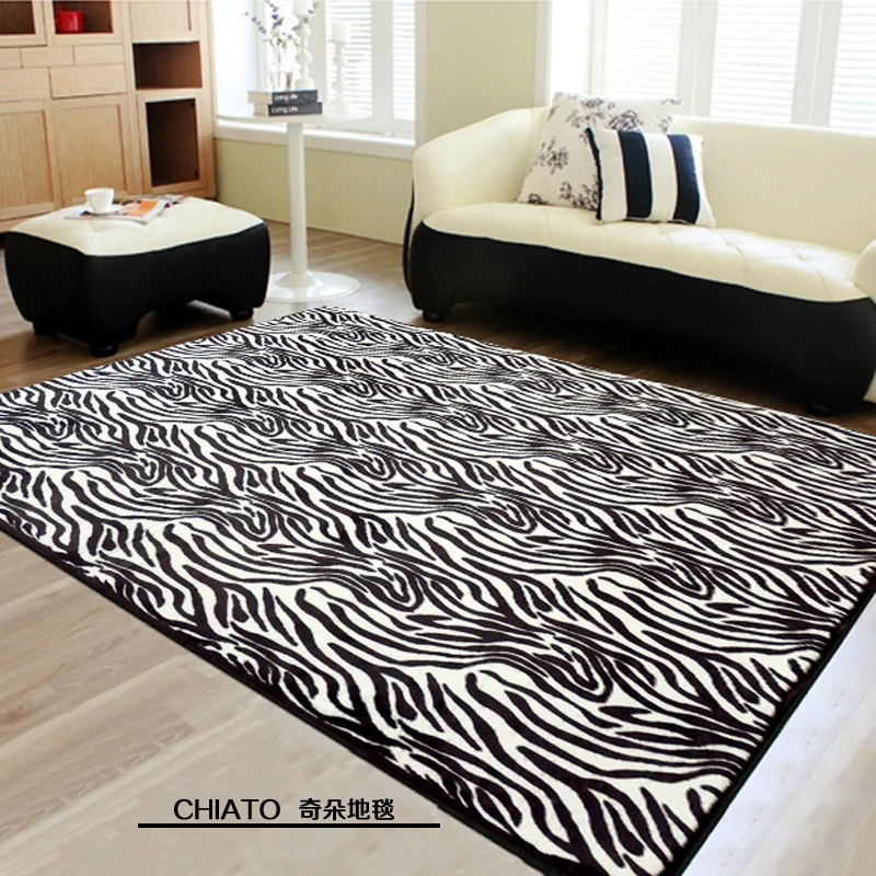 Коврик из воловьей кожи с изображением зебры и цветов нескользящий коврик для