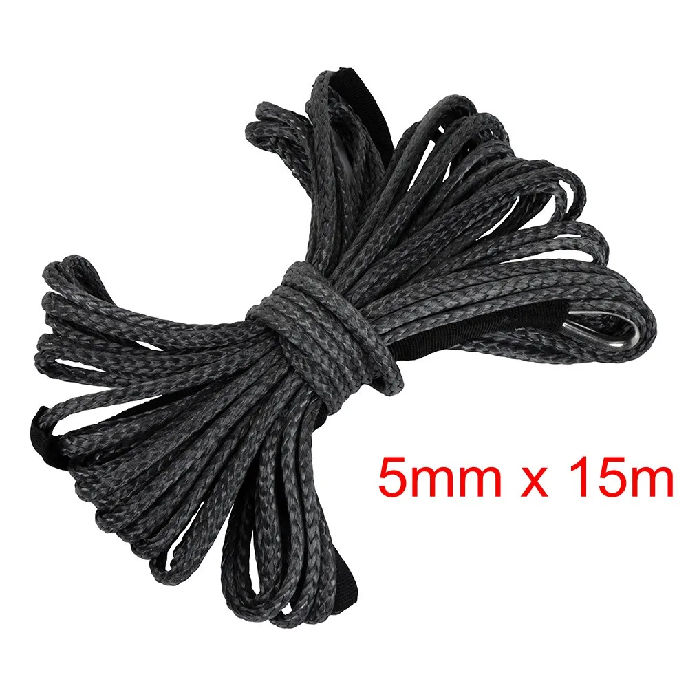 5mm x 15m 5 мм x 15 м 6 мм 10 мм x 30 м буксировочные канаты для автомобиля нейлоновый синтетический трос лебедка серый спасательный трос для автомобиля внедорожник внедорожный трек ATV - Название цвета: 5mm x 15m