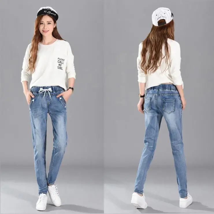 

Skinny Jeans for Woman High Waist Denim Pants Plus Size Trousers 2018 Autumn Loose Elastic Long Pencil Pants Female
