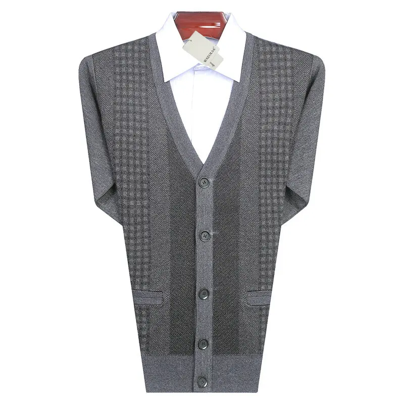 zhonghui Sweater Man WAEOLSA мужской деловой Повседневный Кардиган свитер мужской кашемировый вязаный Топ Мужской Argyle кардиганы мужское Трикотажное изделие с вырезом в форме буквы V мужские кардиганы - Цвет: zhonghui Sweater Man