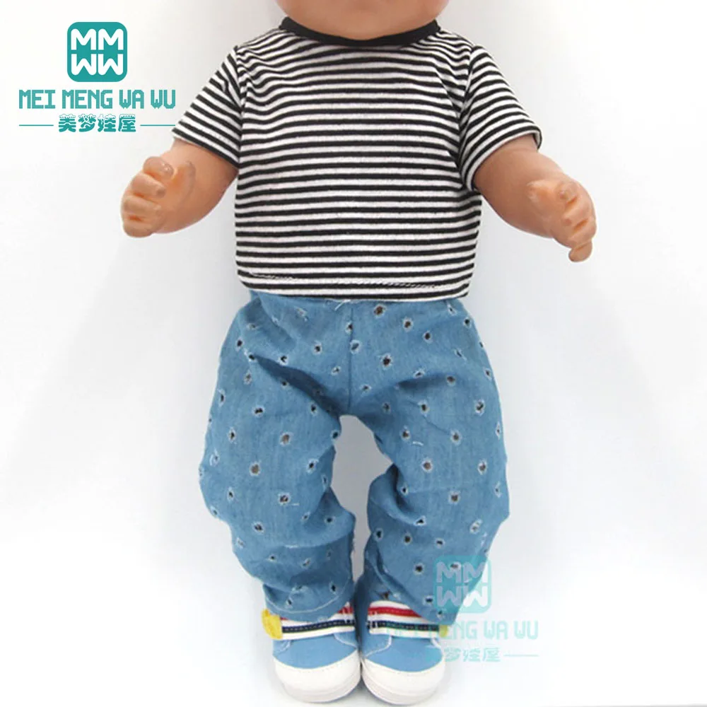 

Кукольная одежда подходит для американских кукол и игрушек 43-45 см аксессуары для кукол новорожденных полосатая футболка джинсовые Игрушки ...